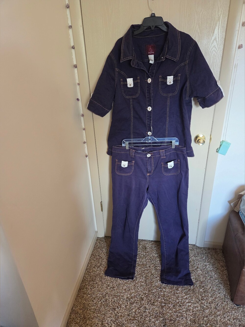 Baby Phat Vintage Grail 90s Purple Denim Outfit Set Size 18 Pants 3X Jacket